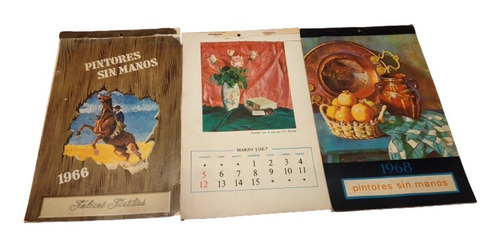 Antiguos 3 Almanaques Pintados Sin Manos 1966-1967-1968
