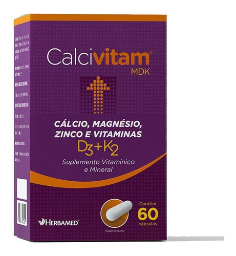 Calcivitam 600mg 60 Cápsulas - Herbamed Sabor Sem sabor