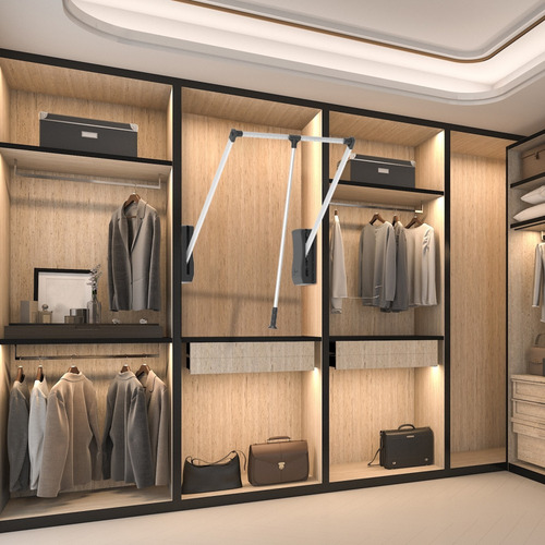 Cabideiro Basculante Haste Extensível 830-1150mm Prata - Soprano Cor Prateado