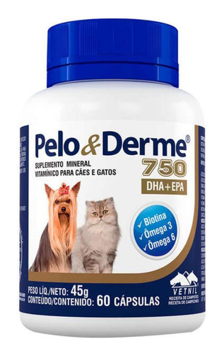 Pelo E Derme 750 60 Capsulas Vetnil