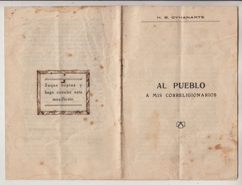 1930 Horacio Oyhanarte Manifiesto Al Pueblo Montevideo Raro