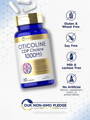 Citicoline Cdp Colina 1000 Mg Carlyle 60 Capsulas