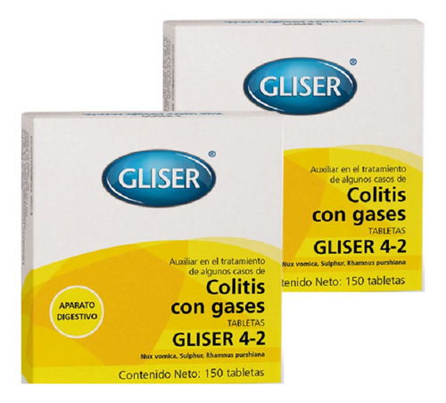 Gliser #4-2 Tratamiento Colitis Con Gases 2 Pzas 150 Tab C/u
