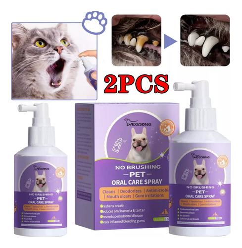 Spray Limpiador De Dientes 2 Pet Clean Para Perros Y Gatos