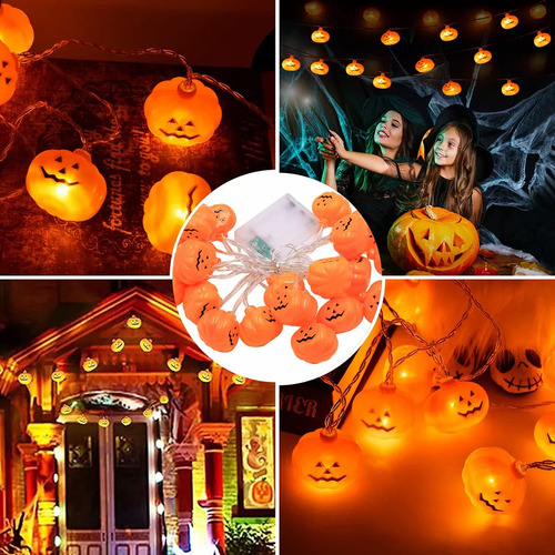 Adornos Decorativos De Calabazas Con Luces De Halloween De 3