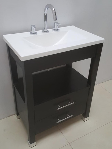 Imagen 2 de 3 de Vanitory 52cm De Ancho Color Wengue Con 2 Cajones