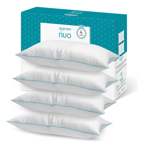 Sognare Nuo Almohada 4 Pack Tamaño King Relleno Semi Firme Color Blanco