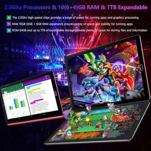 2024 Tableta Más Nueva De 10 Pulgadas, 10 Gb De Ram, 64 Gb D