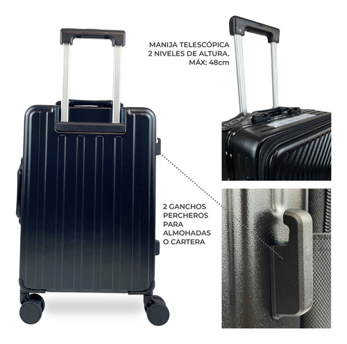 Valija Carry On Cabina Avion Equipaje De Mano 20 Rígida 8032 Negro