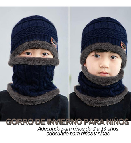 3 Piezas Gorros De Invierno Niños Con Bufanda Y Guantes