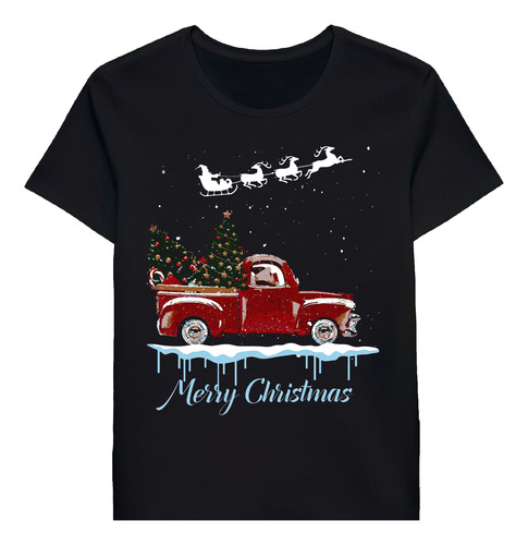 Remera Vintage Wagon Christmas T Shirt Tree On Car Catio0602