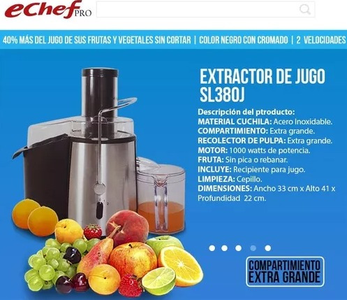 Extractor De Jugo Echef, Boca Ancha, Motor De 700 Watts