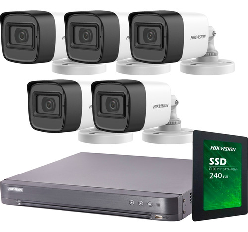 Kit 5 Camaras Seguridad Hikvision Con Audio !!!! 1080p 2mp 