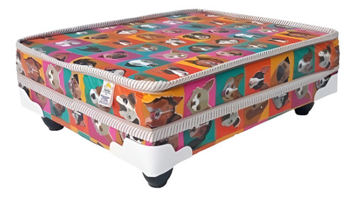 Cama Box Conjugada Pet Para Cachorros E Gatos 45x58x27 Cm Cor Colorido