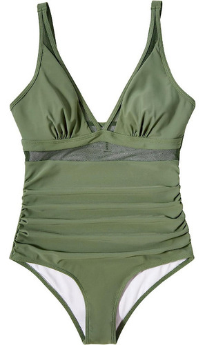 Traje De Baño Una Pieza Bikini De Malla Sexy Con Cuello En V