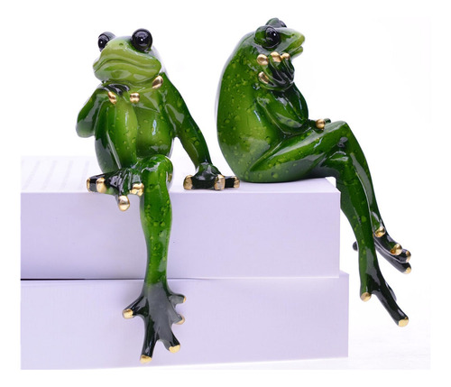 2 Piezas Decorativas Figurita De Rana Ornamento Estatua De