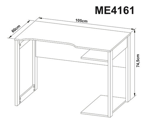 Mesa Escritorio Para Pc Gamer 105 Cm Largo - 4161 Color Negro/rojo