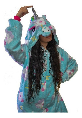 Pijamas Kigurumi Plush Unicornio Que Brilla En La Oscuridad 