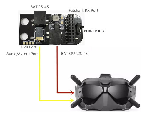 Para Óculos Fpv V2 External Analog Flight 5.8g Rx Port 3.0