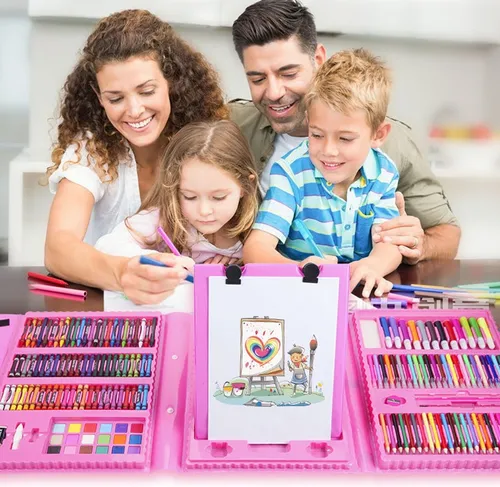 Set Kit De Arte Dibujo Colores Para Niños Maleta X208 Piezas