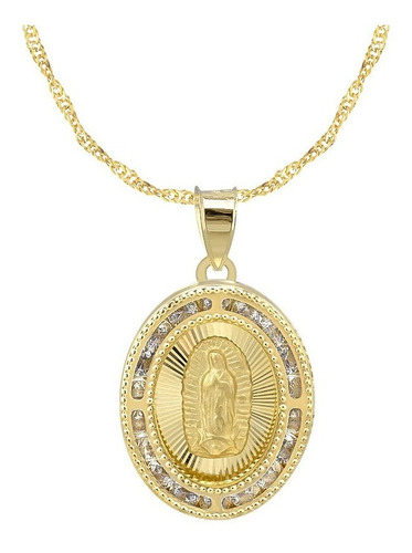 Collar De Cadena Con Medalla Virgen De Guadalupe Oro De 10k
