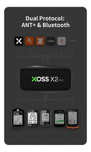 Banda de Frecuencia Cardiaca Recargable Xoss X2 Pro Strava Bt 5.0 Ant+ GEN2