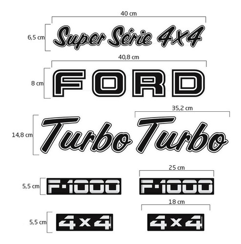 Imagem 7 de 7 de Kit Emblemas F1000 1993/1995 Adesivo Turbo Super Série 4x4