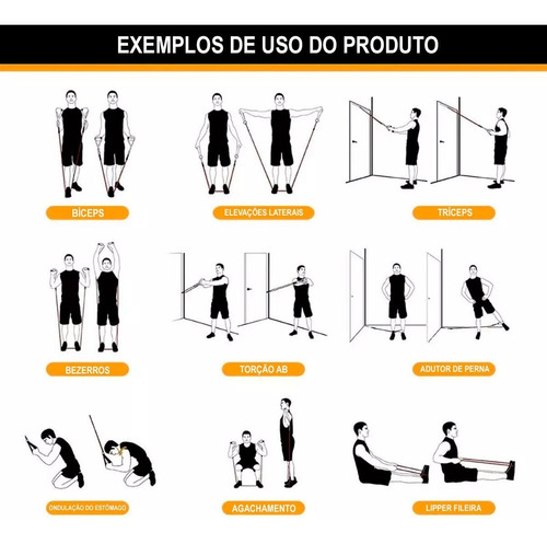 Imagem 5 de 10 de Kit 5 Mini Band + Kit 11 Elastico Extensor Treino Em Casa