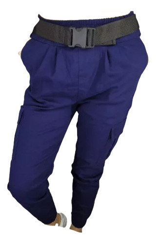 Pantalon Azul Marino Cargo Con Resorte
