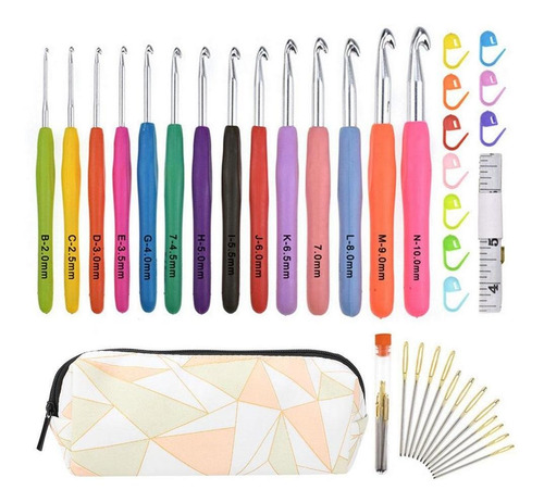 De Aluminio 16pcs del Ganchillo Ganchos De Pl/ástico Agujas De Tejer Set DIY Agujas De Coser Arte del Tejido De Aluminio Herramientas Ganchos