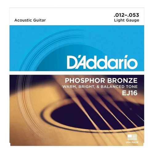 Daddario Ej16 Encordado Guitarra Acústica Light 12-53.