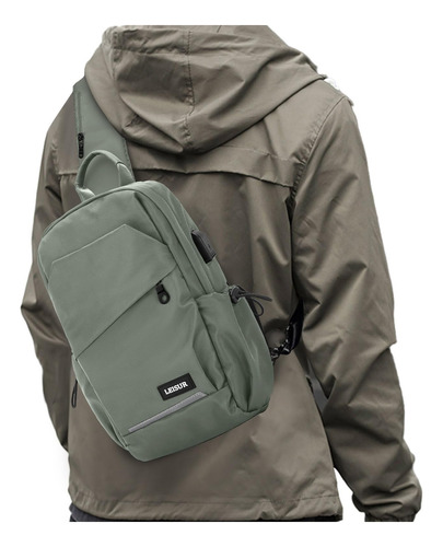 Bolso Bandolera Verde Para Hombres, Mini Mochila Antirrobo C