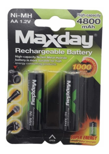 Pack 2 Pilas Aa Recargables 4800 Mah Maxday 