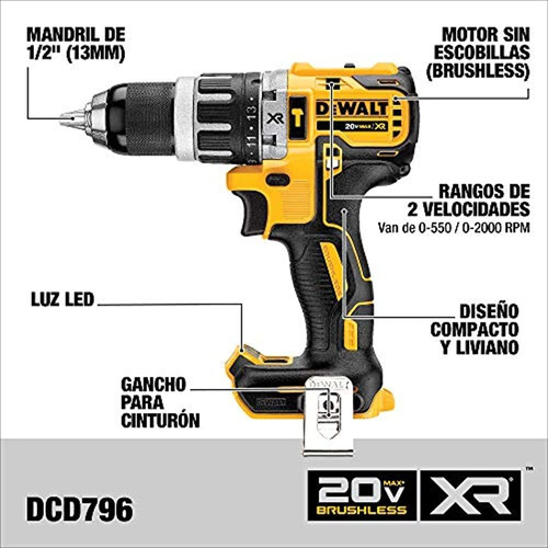 Kit Combinado De Taladro Inalambrico Dewalt 20v Max, 2 Herr