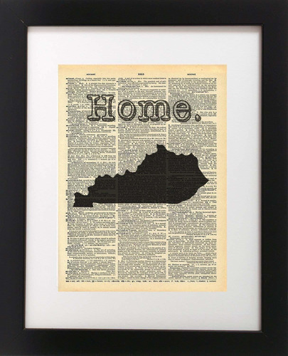 Kentucky Home Top State Vintage Map Dictionary Art Print 8 X