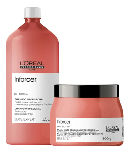 Kit Loreal Inforcer Shampoo 1500ml + Mascara 500gr