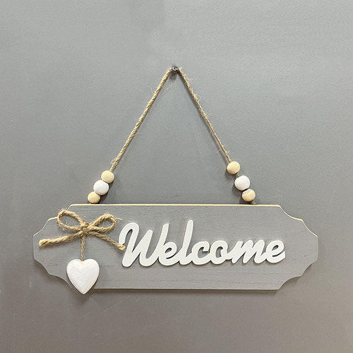 3 Letrero De Madera Para Puerta Colgante Con Bienvenido Gris