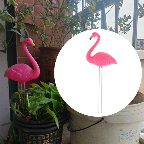 2 Flamingo Garden Stake Yard Ornamento Maceta Decoraciones