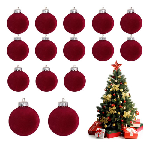 Para Velvet Balls De Navidad 15pcs Rojo Oscuro 3.15 Adornos