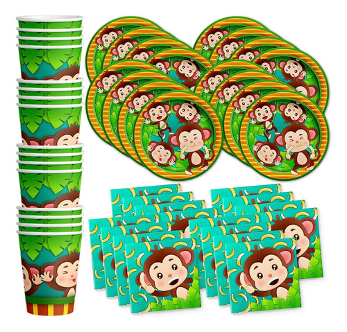 Monkey Birthday Party Supplies Set Plates Napkins Cups ...