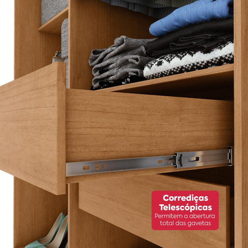Guarda-roupa Casal Easy Slim 8 Portas Amendoa Clean/off Amêndoa Clean/off White