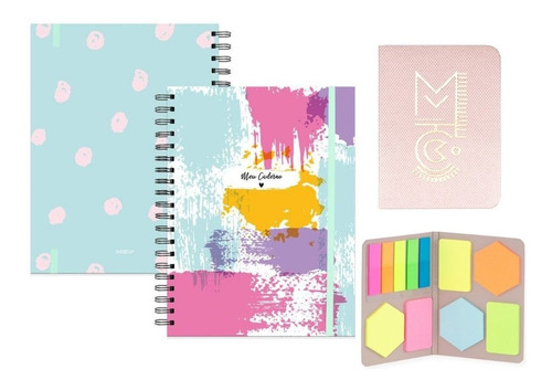 Caderno Livre Para Criar  Miolo Color + Stick Note 6 Rosa