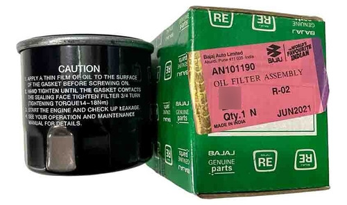 Filtro De Aceite Bajaj Motocarros Re205 - Re4s - Re175