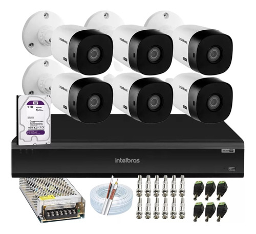 Kit Cftv Intelbras 6 Cam. 1220b Dvr Imhdx 3008 Full Hd C1tb