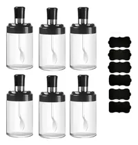 Comprar Tenha em Casa Kit 6 Potes Vidro Com Colher Temperos Condimentos Sal Açúcar Hermético Tampa Cozinha Organização