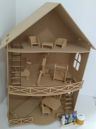 Casa De Muñeca Premium De Madera Fibrofacil Infantil