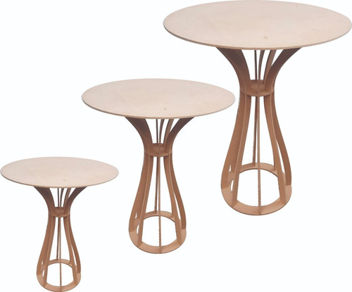 Trio Mesa Decoração Mdf Acabamento Pronto Para Pintar