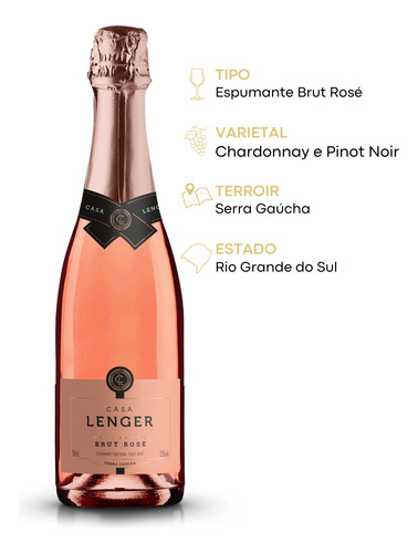 Espumante Brut Rosé Casa Lenger 750ml - 6 Garrafas