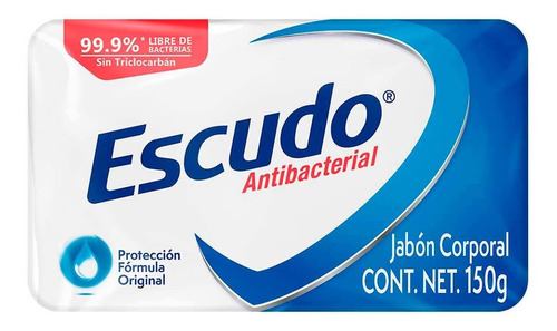 Jabón En Barra Escudo Antibacterial Azul 150 Gr