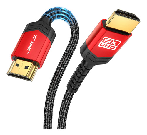 Cables Hdmi Jsaux, Largo De 4.57 M, 48 Gbps, 8k, Rojo